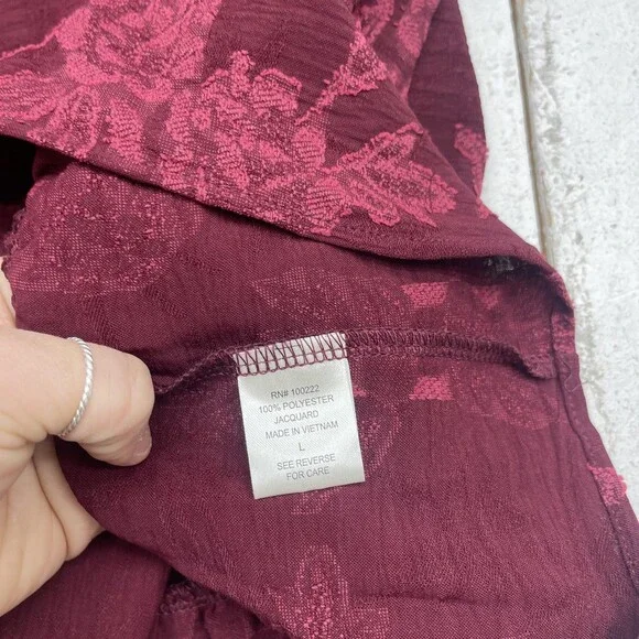 Wild Moss Dress Womens Large Red Floral Square Neck Bell Sleeve Fit & Flare Mini - Picture 4 of 7